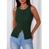 imagePRETTYGARDEN Sleeveless Button Down Shirts for Women Summer 2026 Going Out Ribbed Knit Tank Tops Y2K Clothes Trendy Vest TopsDark Green
