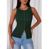 imagePRETTYGARDEN Sleeveless Button Down Shirts for Women Summer 2026 Going Out Ribbed Knit Tank Tops Y2K Clothes Trendy Vest TopsDark Green