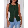 imagePRETTYGARDEN Sleeveless Button Down Shirts for Women Summer 2026 Going Out Ribbed Knit Tank Tops Y2K Clothes Trendy Vest TopsDark Green