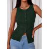 imagePRETTYGARDEN Sleeveless Button Down Shirts for Women Summer 2026 Going Out Ribbed Knit Tank Tops Y2K Clothes Trendy Vest TopsDark Green