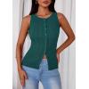 imagePRETTYGARDEN Sleeveless Button Down Shirts for Women Summer 2026 Going Out Ribbed Knit Tank Tops Y2K Clothes Trendy Vest TopsMalachite Green