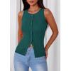 imagePRETTYGARDEN Sleeveless Button Down Shirts for Women Summer 2026 Going Out Ribbed Knit Tank Tops Y2K Clothes Trendy Vest TopsMalachite Green