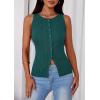 imagePRETTYGARDEN Sleeveless Button Down Shirts for Women Summer 2026 Going Out Ribbed Knit Tank Tops Y2K Clothes Trendy Vest TopsMalachite Green