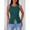 imagePRETTYGARDEN Sleeveless Button Down Shirts for Women Summer 2026 Going Out Ribbed Knit Tank Tops Y2K Clothes Trendy Vest TopsMalachite Green