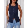 imagePRETTYGARDEN Sleeveless Button Down Shirts for Women Summer 2026 Going Out Ribbed Knit Tank Tops Y2K Clothes Trendy Vest TopsNavy