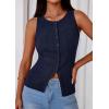 imagePRETTYGARDEN Sleeveless Button Down Shirts for Women Summer 2026 Going Out Ribbed Knit Tank Tops Y2K Clothes Trendy Vest TopsNavy