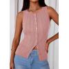 imagePRETTYGARDEN Sleeveless Button Down Shirts for Women Summer 2026 Going Out Ribbed Knit Tank Tops Y2K Clothes Trendy Vest TopsPink