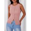 imagePRETTYGARDEN Sleeveless Button Down Shirts for Women Summer 2026 Going Out Ribbed Knit Tank Tops Y2K Clothes Trendy Vest TopsPink