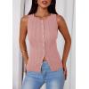 imagePRETTYGARDEN Sleeveless Button Down Shirts for Women Summer 2026 Going Out Ribbed Knit Tank Tops Y2K Clothes Trendy Vest TopsPink