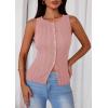 imagePRETTYGARDEN Sleeveless Button Down Shirts for Women Summer 2026 Going Out Ribbed Knit Tank Tops Y2K Clothes Trendy Vest TopsPink