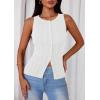 imagePRETTYGARDEN Sleeveless Button Down Shirts for Women Summer 2026 Going Out Ribbed Knit Tank Tops Y2K Clothes Trendy Vest TopsWhite