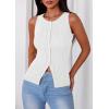 imagePRETTYGARDEN Sleeveless Button Down Shirts for Women Summer 2026 Going Out Ribbed Knit Tank Tops Y2K Clothes Trendy Vest TopsWhite