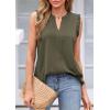imagePRETTYGARDEN Sleeveless Tops for Women 2026 Summer Dressy Tank Tops Cute V Neck Ruffle Blouses Spring Work Office ShirtsArmy Green