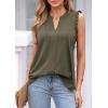 imagePRETTYGARDEN Sleeveless Tops for Women 2026 Summer Dressy Tank Tops Cute V Neck Ruffle Blouses Spring Work Office ShirtsArmy Green
