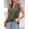imagePRETTYGARDEN Sleeveless Tops for Women 2026 Summer Dressy Tank Tops Cute V Neck Ruffle Blouses Spring Work Office ShirtsArmy Green