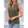 imagePRETTYGARDEN Sleeveless Tops for Women 2026 Summer Dressy Tank Tops Cute V Neck Ruffle Blouses Spring Work Office ShirtsArmy Green