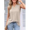 imagePRETTYGARDEN Sleeveless Tops for Women 2026 Summer Dressy Tank Tops Cute V Neck Ruffle Blouses Spring Work Office ShirtsBeige