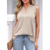 imagePRETTYGARDEN Sleeveless Tops for Women 2026 Summer Dressy Tank Tops Cute V Neck Ruffle Blouses Spring Work Office ShirtsBeige