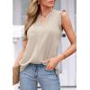 imagePRETTYGARDEN Sleeveless Tops for Women 2026 Summer Dressy Tank Tops Cute V Neck Ruffle Blouses Spring Work Office ShirtsBeige