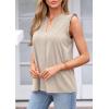 imagePRETTYGARDEN Sleeveless Tops for Women 2026 Summer Dressy Tank Tops Cute V Neck Ruffle Blouses Spring Work Office ShirtsBeige