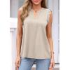 imagePRETTYGARDEN Sleeveless Tops for Women 2026 Summer Dressy Tank Tops Cute V Neck Ruffle Blouses Spring Work Office ShirtsBeige