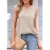 imagePRETTYGARDEN Sleeveless Tops for Women 2026 Summer Dressy Tank Tops Cute V Neck Ruffle Blouses Spring Work Office ShirtsBeige