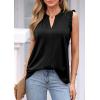 imagePRETTYGARDEN Sleeveless Tops for Women 2026 Summer Dressy Tank Tops Cute V Neck Ruffle Blouses Spring Work Office ShirtsBlack