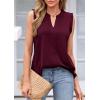 imagePRETTYGARDEN Sleeveless Tops for Women 2026 Summer Dressy Tank Tops Cute V Neck Ruffle Blouses Spring Work Office ShirtsBurgundy
