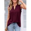 imagePRETTYGARDEN Sleeveless Tops for Women 2026 Summer Dressy Tank Tops Cute V Neck Ruffle Blouses Spring Work Office ShirtsBurgundy