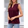 imagePRETTYGARDEN Sleeveless Tops for Women 2026 Summer Dressy Tank Tops Cute V Neck Ruffle Blouses Spring Work Office ShirtsBurgundy
