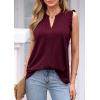 imagePRETTYGARDEN Sleeveless Tops for Women 2026 Summer Dressy Tank Tops Cute V Neck Ruffle Blouses Spring Work Office ShirtsBurgundy