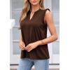 imagePRETTYGARDEN Sleeveless Tops for Women 2026 Summer Dressy Tank Tops Cute V Neck Ruffle Blouses Spring Work Office ShirtsDark Brown