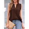 imagePRETTYGARDEN Sleeveless Tops for Women 2026 Summer Dressy Tank Tops Cute V Neck Ruffle Blouses Spring Work Office ShirtsDark Brown