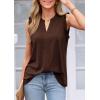 imagePRETTYGARDEN Sleeveless Tops for Women 2026 Summer Dressy Tank Tops Cute V Neck Ruffle Blouses Spring Work Office ShirtsDark Brown