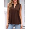 imagePRETTYGARDEN Sleeveless Tops for Women 2026 Summer Dressy Tank Tops Cute V Neck Ruffle Blouses Spring Work Office ShirtsDark Brown