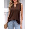 imagePRETTYGARDEN Sleeveless Tops for Women 2026 Summer Dressy Tank Tops Cute V Neck Ruffle Blouses Spring Work Office ShirtsDark Brown