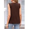 imagePRETTYGARDEN Sleeveless Tops for Women 2026 Summer Dressy Tank Tops Cute V Neck Ruffle Blouses Spring Work Office ShirtsDark Brown