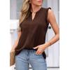 imagePRETTYGARDEN Sleeveless Tops for Women 2026 Summer Dressy Tank Tops Cute V Neck Ruffle Blouses Spring Work Office ShirtsDark Brown