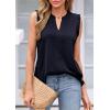imagePRETTYGARDEN Sleeveless Tops for Women 2026 Summer Dressy Tank Tops Cute V Neck Ruffle Blouses Spring Work Office ShirtsNavy