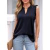 imagePRETTYGARDEN Sleeveless Tops for Women 2026 Summer Dressy Tank Tops Cute V Neck Ruffle Blouses Spring Work Office ShirtsNavy