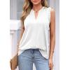 imagePRETTYGARDEN Sleeveless Tops for Women 2026 Summer Dressy Tank Tops Cute V Neck Ruffle Blouses Spring Work Office ShirtsWhite