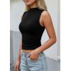 imagePRETTYGARDEN Sleeveless Tops for Women Ribbed Mock Neck Tank Top Slim Fitted Ruched Basic Layering Shirts 2026 Summer ClothesBlack