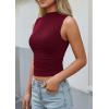 imagePRETTYGARDEN Sleeveless Tops for Women Ribbed Mock Neck Tank Top Slim Fitted Ruched Basic Layering Shirts 2026 Summer ClothesBurgundy