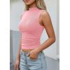 imagePRETTYGARDEN Sleeveless Tops for Women Ribbed Mock Neck Tank Top Slim Fitted Ruched Basic Layering Shirts 2026 Summer ClothesPink