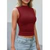 imagePRETTYGARDEN Sleeveless Tops for Women Ribbed Mock Neck Tank Top Slim Fitted Ruched Basic Layering Shirts 2026 Summer ClothesRed