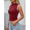 imagePRETTYGARDEN Sleeveless Tops for Women Ribbed Mock Neck Tank Top Slim Fitted Ruched Basic Layering Shirts 2026 Summer ClothesRed