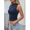 imagePRETTYGARDEN Sleeveless Tops for Women Ribbed Mock Neck Tank Top Slim Fitted Ruched Basic Layering Shirts 2026 Summer ClothesRoyal Blue
