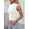 imagePRETTYGARDEN Sleeveless Tops for Women Ribbed Mock Neck Tank Top Slim Fitted Ruched Basic Layering Shirts 2026 Summer ClothesWhite