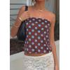 imagePRETTYGARDEN Strapless Tube Tops for Women 2026 Summer Sleeveless Backless Polka Dot Going Out Top Bandeau Cute Y2k ShirtDot Brown Blue