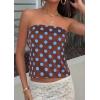 imagePRETTYGARDEN Strapless Tube Tops for Women 2026 Summer Sleeveless Backless Polka Dot Going Out Top Bandeau Cute Y2k ShirtDot Brown Blue